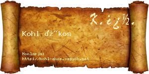 Kohl Ákos névjegykártya
